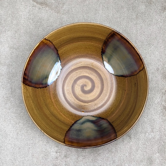 Sango Splash Drip Glaze Brown Pottery Soup Bowl 8" - Picture 2 of 6